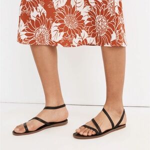 Madewell The Boardwalk Anklet-Strap Sandal in Leather Black Size 5 1/2